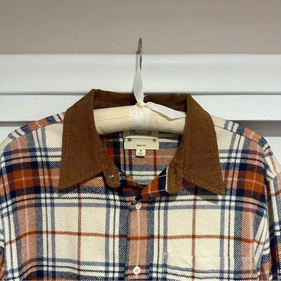 Madewell Men’s Plaid Button-Down Shirt with Corduroy Collar (Size Medium) - Picture 2 of 5
